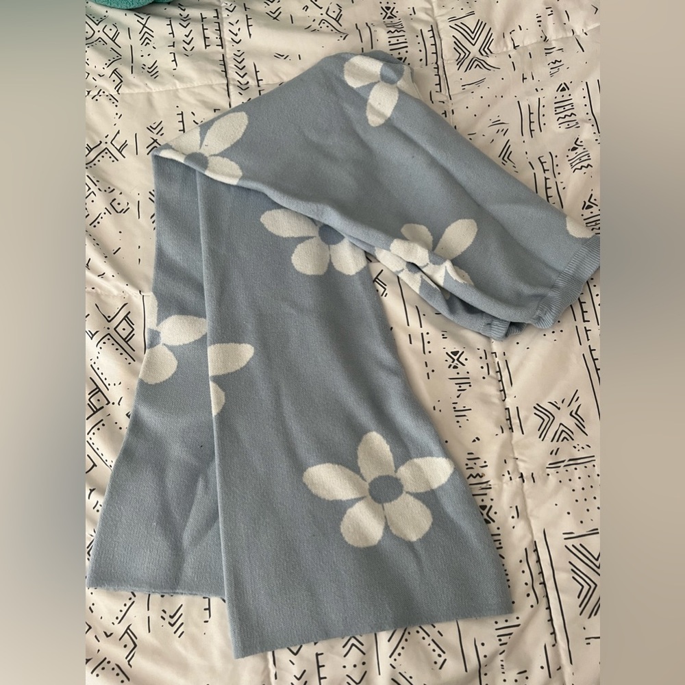 Light Blue and White Flare Pants